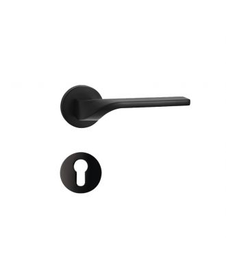 WELDER - Modern streamlined Door Handle with round rosettes, Matt Black