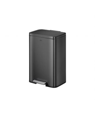 EKO Madison 6L trash can with lid and removable inner basket, rectangular small step, matt black