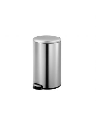 EKO 12L Trash Can with Lid and Removable Inner Basket, round , matt stainless steel