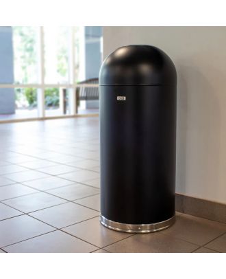 COMMERCIAL trash bin Sleek and well-crafted dome shape open top stainless steel, 56L, Classic Black