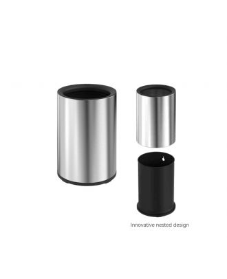 Classic round open top trash bin 10 L, Matt Stainless Steel
