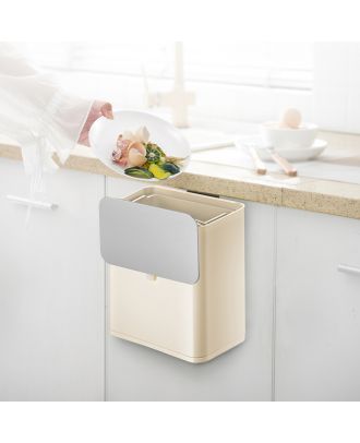 PURO FOOD WASTE CADDY Stainless steel with plastic inner bucket 7L, Beige X Silver