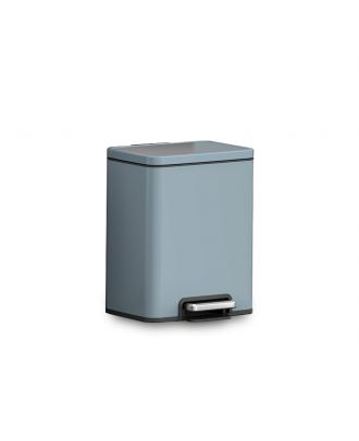 MADISON elegant rectangular step bin 12L, fingerprint resistant stainless steel, Titanium Blue