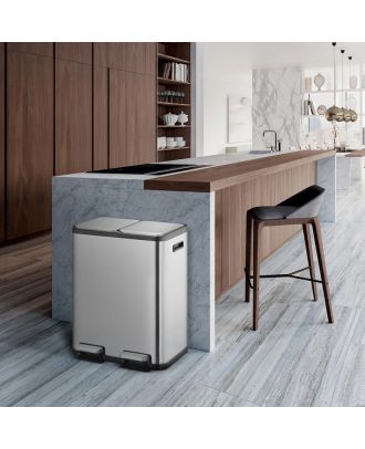 Ecocasa Recycling Pedal Bin 30L+30L Stainless Steel