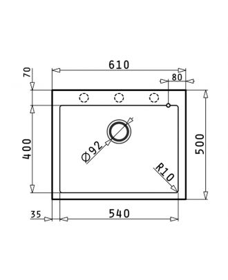 Kitchen sink Granite (61x50) Iron Grey