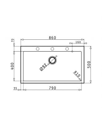 Kitchen sink Granite (86 x 50) Iron Grey
