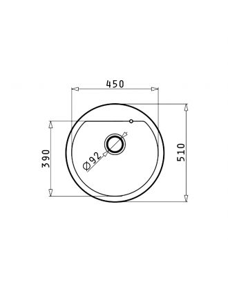 Round Kitchen Sink Granite ∅51cm Black