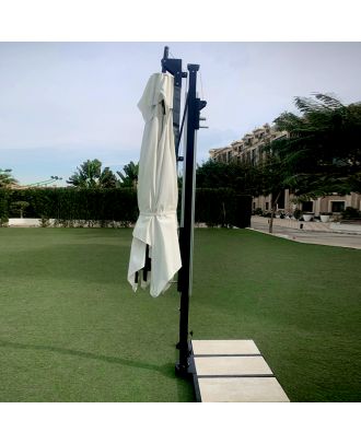 HANIMEX outdoor cantilever umbrella 3M with smooth opening/closing system & marble base, Black X off-white