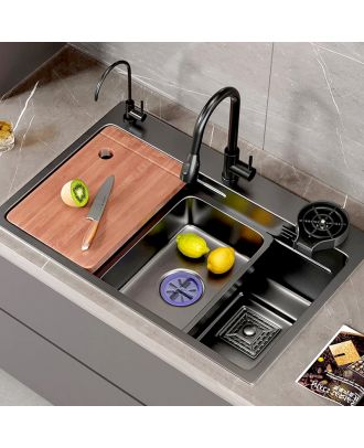 Smart Kitchen Sink Multifunction 68X46cm, Gun Grey