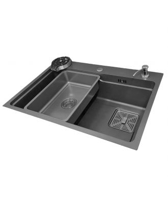 Smart Kitchen Sink Multifunction 68X46cm, Gun Grey