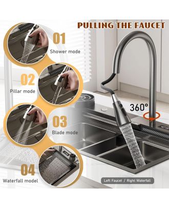 Smart Kitchen Sink Multifunction With accessories & cutting board 68*46 cm ,Grey