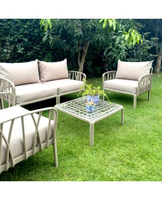 Traverse Set ( Two Seaters Sofa + Two Arm Chairs + Table), Beige X off White