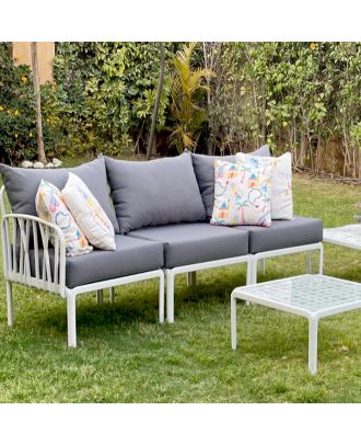 Traverse Set ( Two Seaters Sofa + Two Arm Chairs + Table), White X Grey