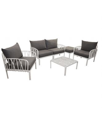 Traverse Set ( Two Seaters Sofa + Two Arm Chairs + Table), White X Grey