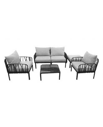 Traverse Set ( Two Seaters Sofa + Two Arm Chairs + Table), Black X Grey