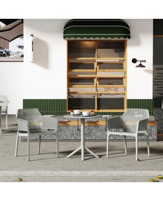 SERENO Dot Round Table 60 with glass, White