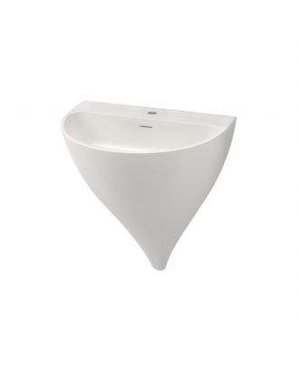 Tyker - Decoration wall hung washbasin solid with pop-up waste and integrated overflow, Matt White