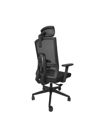 Chair office with adjustable headrest and 2D armrests , Class 3 gas bar, 60mm PU casters, Black