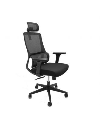 Chair office with 2D adjustment headrest and 3D armrests , Class 3 gas bar, 60mm PU casters, Black