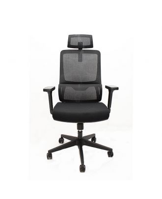 Chair office with 2D adjustment headrest and 3D armrests , Class 3 gas bar, 60mm PU casters, Black