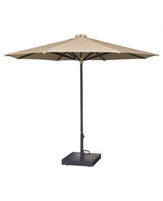 Central pole umprella round shape dia 3M for outdoor with base, Dark Grey x Off- White