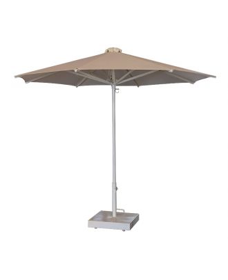 Central pole umprella round shape dia 3M for outdoor with base, White x Off- White