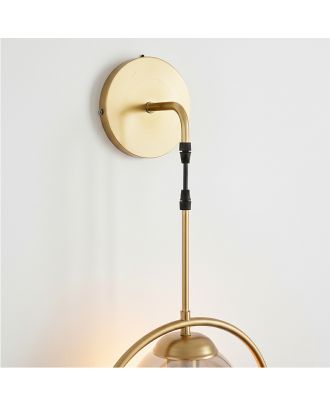 Modern Wall lamp in gold with smoked glass globe