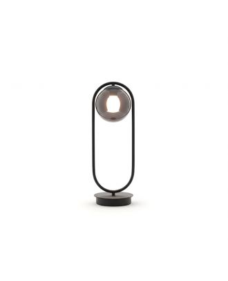 Modern Table Lamp comfortable ambient light, Black with smoked glass globe