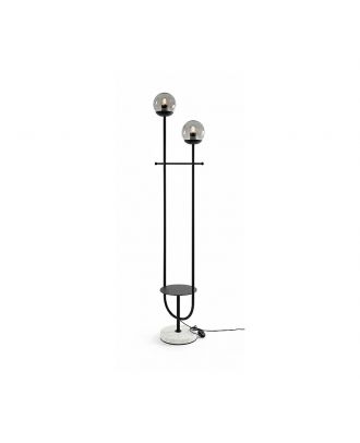 Modern Floor Lamp with Dual Geometric Design in Black