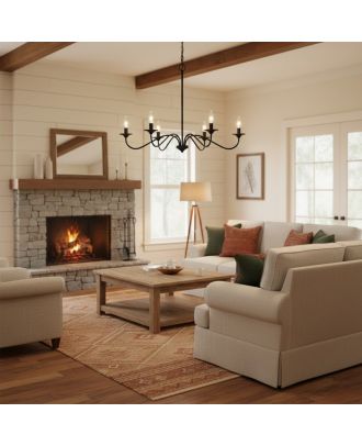 The Elegant Six-Arm Chandelier in Black