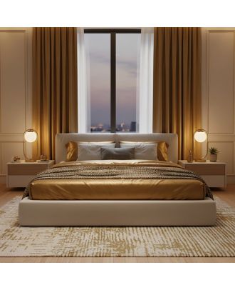 Modern table lamp in gold with White glass globe