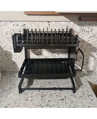 Lom Stainless Steel 2 Tier Kitchen Dish Rack - Black