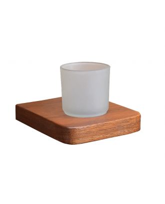 Cup holder with wooden shelf