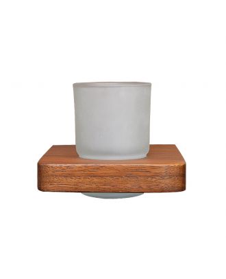 Cup holder with wooden shelf