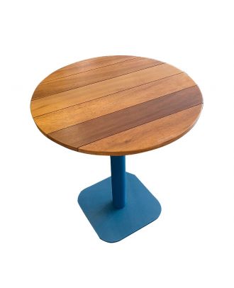 Blue iron table x Iroko wood 70cm x 75cm