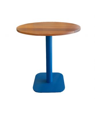Blue iron table x Iroko wood 70cm x 75cm