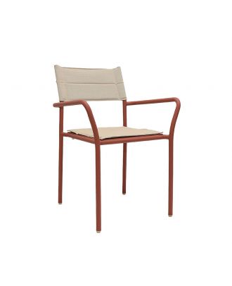 Verabel chair -Brick Red -mesh fabric beige