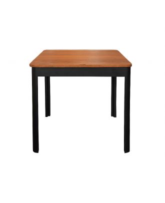 Marbella table, black steel frame, iroko wood top 80Cm