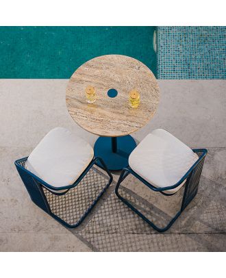 Haven bar table stainless*marble, diameter 70cm