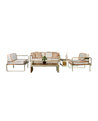 Samel outdoor beige set, 4 armchairs + center table + side table