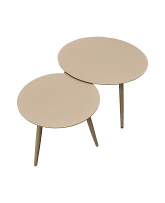 Round coffee table set 2 pieces, Beige