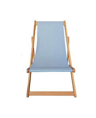 Wooden Deck Chair light blue mesh