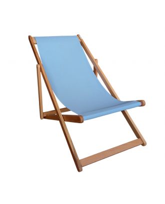 Wooden Deck Chair light blue mesh