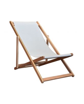 Wooden Deckchair Beige,Silver