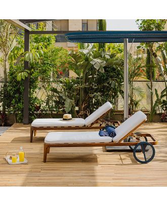 Haven 180 iroko Upholstered Chaise Longue