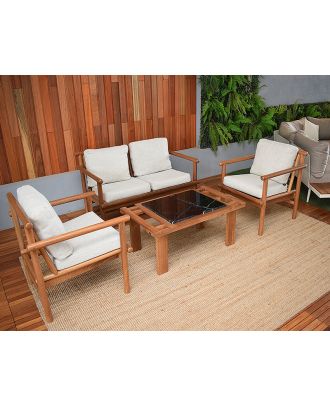 Emilia iroko outdoor set with upholstery
