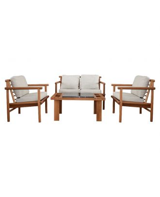 Emilia iroko outdoor set with upholstery