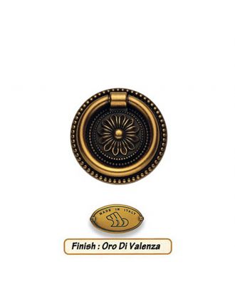 Pendant Ring Furniture Handle With Plate, Oxide, 39 Mm