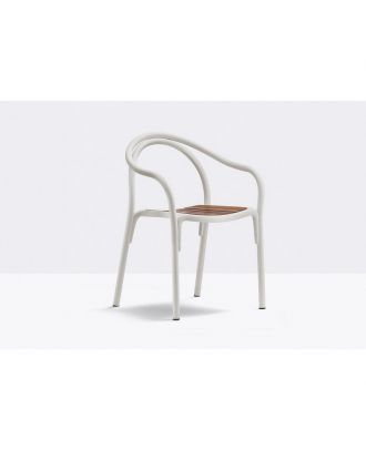 Soul Armchair In Aluminium With A Seat In Teak Wood