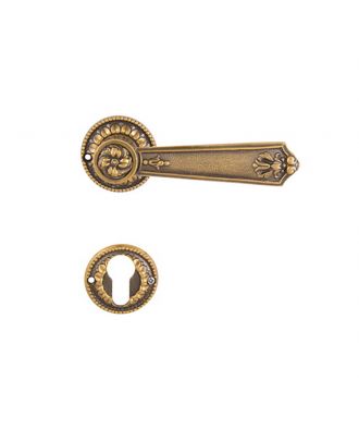 Door Handle With Round Rosette 12Cm Bronze